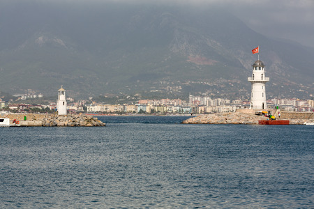 Lighthouse in the port of Alanya, Turkey. の写真素材