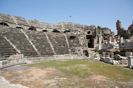 The ruins of  ancient Roman amphitheatre in Side. Turkeの写真素材
