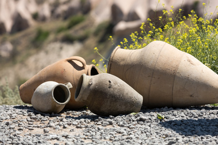 old ceramic pots in Cappadocia, Turkey.の写真素材