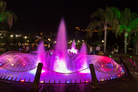 Alanya -  Damlatas fountains park near Clepatra beach in the night. Turkeyのeditorial素材