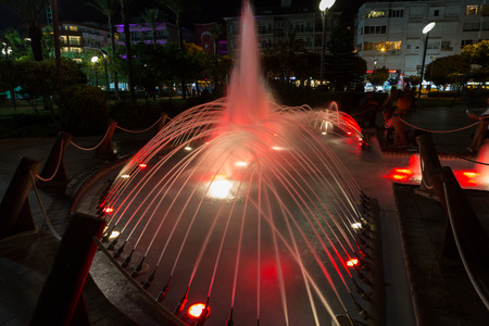 Alanya -  Damlatas fountains park near Clepatra beach in the night. Turkeyのeditorial素材