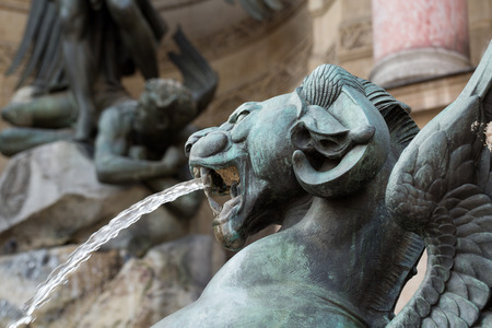 statues of Fountain Saint Michel in Parisのeditorial素材