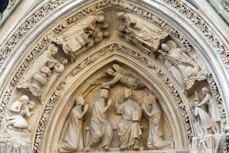 Paris, Notre Dame Cathedral. The north transept portalのeditorial素材