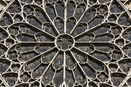 Notre Dame in Paris south facade with rose window