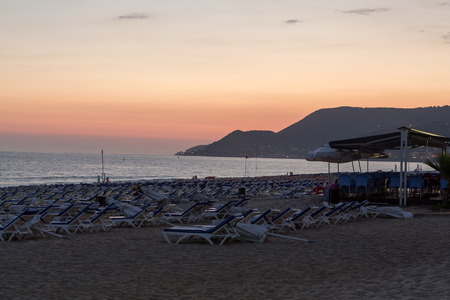The sunset at the Cleopatra beach  in Alanya. Turkeyのeditorial素材