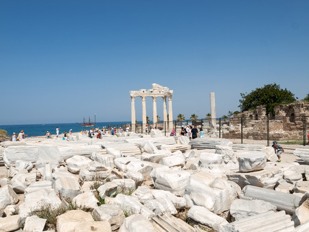 Temple of Apollo. Ancient ruins in Side. Turkeyのeditorial素材