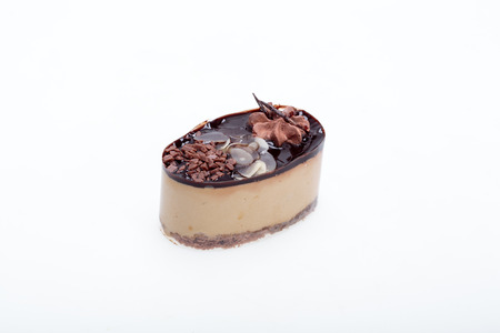 Chocolate cake isolated on white backgroundの写真素材