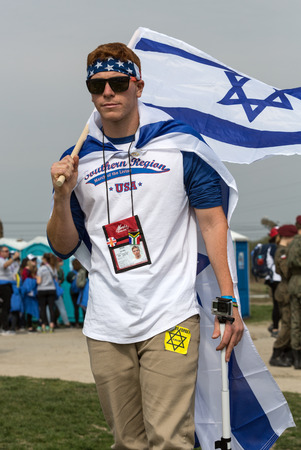 OSWIECIM, POLAND - APRIL 16, 2015:   International Holocaust Remembrance Day . Annually people from the all the world meets on the March of the Living in german Concentration Camp in Auschwitz Birkenau. Polandのeditorial素材
