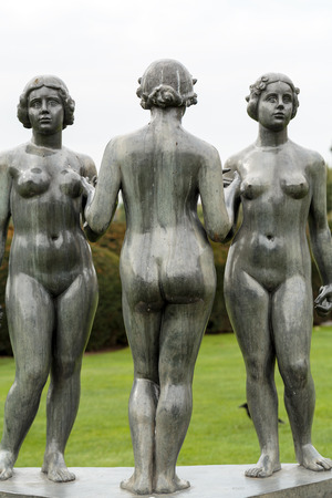 Paris -  Bronze sculpture The Three Nymphs  by Aristide Maillol in Tuileries gardenのeditorial素材