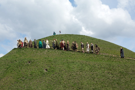 KRAKOW, POLAND - APR 7, 2015: Unidentified participants of Rekawka - Polish tradition, celebrated in Krakow on Tuesday after Easter. Currently has the character of festival historical reconstruction.のeditorial素材