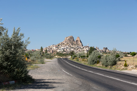 view of Uchisar castle in Cappadocia , Turkeyのeditorial素材