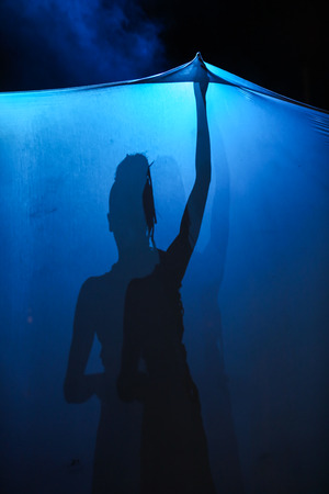 KRAKOW, POLAND - JUNE 20, 2014: The night of the Music on Szczepanski Square in Cracow. Slavic Prelude perfomed by WATAHA  Slavic Drummers and Art Color Ballet shows to the modern viewer colorfull archetype of the Slavic world, full of magicのeditorial素材