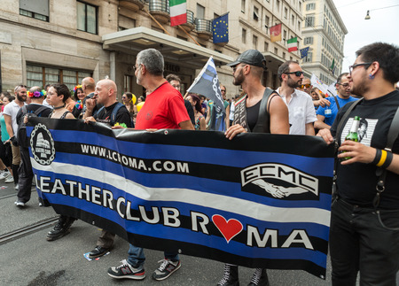 ROME, ITALY - JUNE 13, 2015: Rome hosts a popular Pride celebration - Rome Gay Pride on June 13, 2015.  Rome Gay Pride parade takes place on this day, drawing thousands of spectators and participantsのeditorial素材