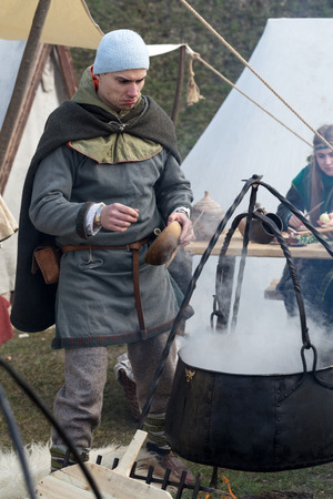 KRAKOW, POLAND - APR 7, 2015: Unidentified participants of Rekawka - Polish tradition, celebrated in Krakow on Tuesday after Easter. Currently has the character of festival historical reconstructionのeditorial素材
