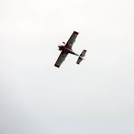 KRAKOW, POLAND - JUNE 29: Flying display and aerobatic show  in Malopolski Piknik Lotniczy (Air festival). Cracow, Polandのeditorial素材