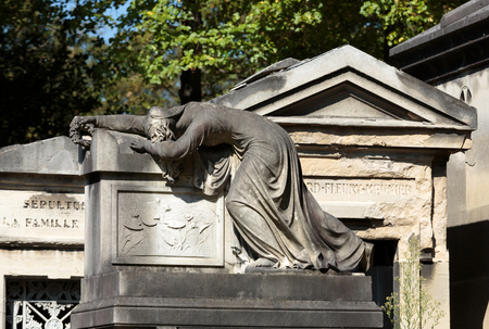 PARIS, FRANCE - SEPT 12, 2014: View of Pere Lachaise. World's most visited cemetery, attracting thousands of visitors to graves of those who have enhanced French life over past 200 years.のeditorial素材