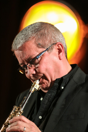 CRACOW, POLAND - NOVEMBER 3, 2015: Andy Shepard and Carla Bley Trios playing live music at The Cracow Jazz All Souls  Day Festival in Cracow. Polandのeditorial素材
