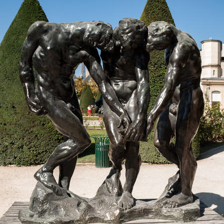 Paris - Museum Rodin. Sculpture of the Three Shades  inspired with Divine Comedy of Dante