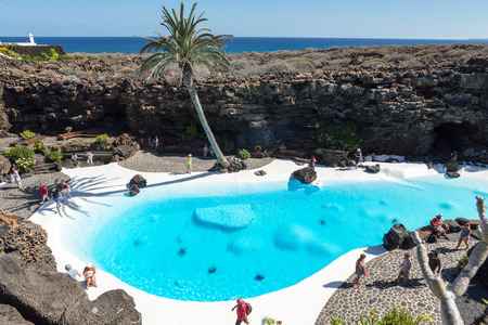 Swimming pool in the Jameos del Agua. Lanzarote.Spain.のeditorial素材