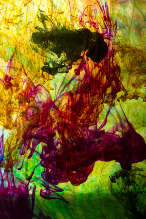 Acrylic colors and ink in water. Abstract background.の写真素材