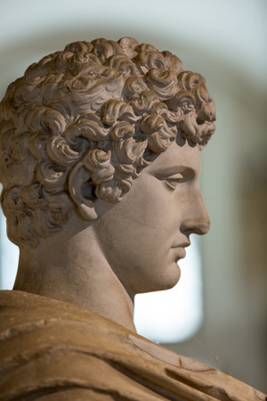 Ancient bust of the man in the baths of Diocletian in Rome. Italyのeditorial素材