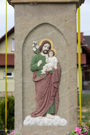 Old Wayside shrine in Mucharz near Cracow. Polandのeditorial素材
