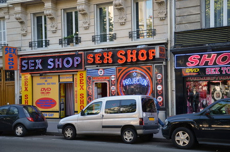 Sex shop in Paris red-light district of Pigalleのeditorial素材