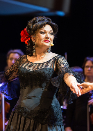 CRACOW, POLAND - FEB 27, 2016: Spectacle featuring Filharmonia Futura and M.  Walewska - Opera Is Life, or in other words: lies, love, betrayal and death in the greatest opera dramas of all timesのeditorial素材