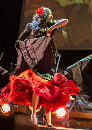 CRACOW, POLAND - FEB 27, 2016: Spectacle featuring Filharmonia Futura and M.  Walewska - Opera Is Life, or in other words: lies, love, betrayal and death in the greatest opera dramas of all timesのeditorial素材