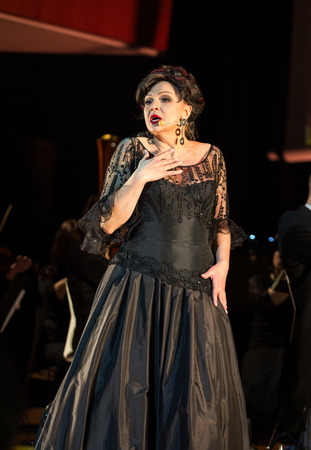 CRACOW, POLAND - FEB 27, 2016: Spectacle featuring Filharmonia Futura and M.  Walewska - Opera Is Life, or in other words: lies, love, betrayal and death in the greatest opera dramas of all timesのeditorial素材