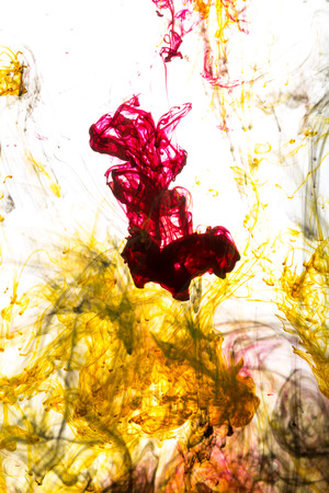 Acrylic colors and ink in water. Abstract background.の写真素材