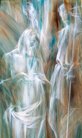 The modern religious painting in the Basilica of St. Mary of the Angels and the Martyrs in Rome, Italyのeditorial素材