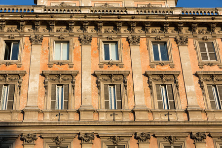 Facade of boulding  at Piazza Barberini in Rome. Italy