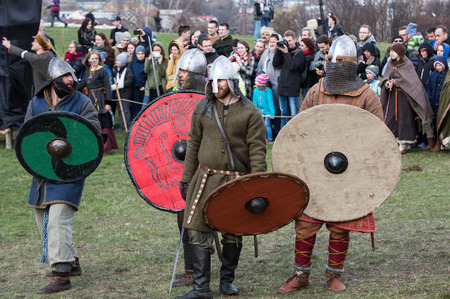 KRAKOW, POLAND - MARCH 29, 2016: Unidentified participants of Rekawka - Polish tradition, celebrated in Krakow on Tuesday after Easter. Currently has the character of festival historical reconstructionのeditorial素材