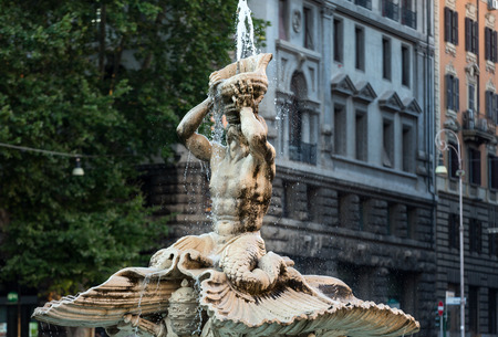 Fountain del Tritone at Piazza Barberini in Rome. Italyの写真素材