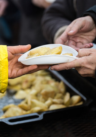 Warm food for the poor and homelessの写真素材