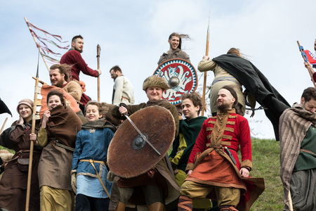 KRAKOW, POLAND - MARCH 29, 2016: Unidentified participants of Rekawka - Polish tradition, celebrated in Krakow on Tuesday after Easter. Currently has the character of festival historical reconstructionのeditorial素材