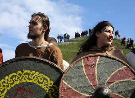 KRAKOW, POLAND - MARCH 29, 2016: Unidentified participants of Rekawka - Polish tradition, celebrated in Krakow on Tuesday after Easter. Currently has the character of festival historical reconstructionのeditorial素材