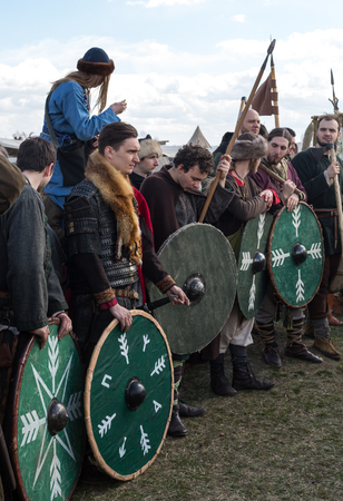 KRAKOW, POLAND - MARCH 29, 2016: Unidentified participants of Rekawka - Polish tradition, celebrated in Krakow on Tuesday after Easter. Currently has the character of festival historical reconstructionのeditorial素材