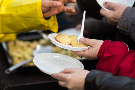Warm food for the poor and homelessの写真素材