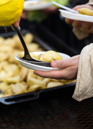 Warm food for the poor and homelessの写真素材