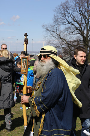 KRAKOW, POLAND - MARCH 29, 2016: Unidentified participants of Rekawka - Polish tradition, celebrated in Krakow on Tuesday after Easter. Currently has the character of festival historical reconstructionのeditorial素材