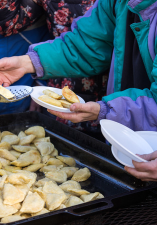 Warm food for the poor and homelessの写真素材