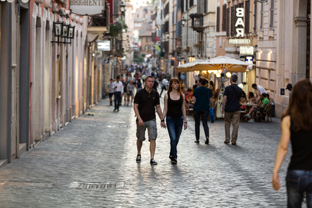 Narrow street near the Square of Spain, in Rome,のeditorial素材