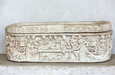 Ancient sarcophagus in the baths of Diocletian in Rome. Italyの写真素材