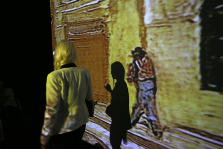 The exhibition Van Gogh Alive â The Experience at The Old Train Station in Krakow. Polandのeditorial素材