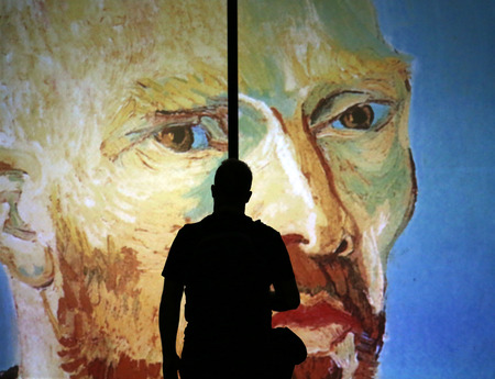 The exhibition Van Gogh Alive â The Experience at The Old Train Station in Krakow. Polandのeditorial素材