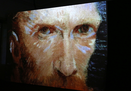 The exhibition Van Gogh Alive â The Experience at The Old Train Station in Krakow. Polandのeditorial素材