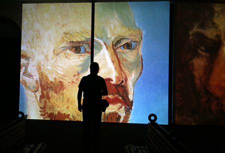 The exhibition Van Gogh Alive â The Experience at The Old Train Station in Krakow. Polandのeditorial素材