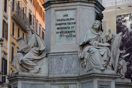 Rome - Biblical Statues at Base of Colonna dell'Imacolataの写真素材